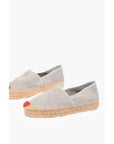 Moschino LOVE Suede Split Leather Platform Espadrilles with Embroider