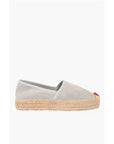 Moschino LOVE Suede Split Leather Platform Espadrilles with Embroider