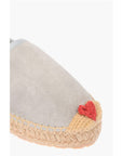 Moschino LOVE Suede Split Leather Platform Espadrilles with Embroider