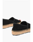Moschino LOVE Suede Split Leather Platform Espadrilles with Heart Emd
