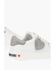 Moschino LOVE Low Top Leather Sneakers with Rhinestoned Details