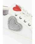 Moschino LOVE Low Top Leather Sneakers with Rhinestoned Details