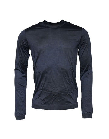 Dolce & Gabbana Dark Blue Silk Crew Neck Sweatshirt Sweater