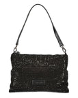 Valentino Bags Black Polyester Women Handbag with Rhinestone Details