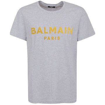 Balmain Gray Cotton T-Shirt