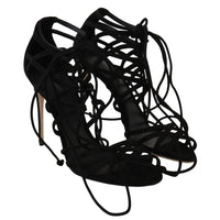 Dolce & Gabbana Elegant Black Suede Gladiator Stilettos