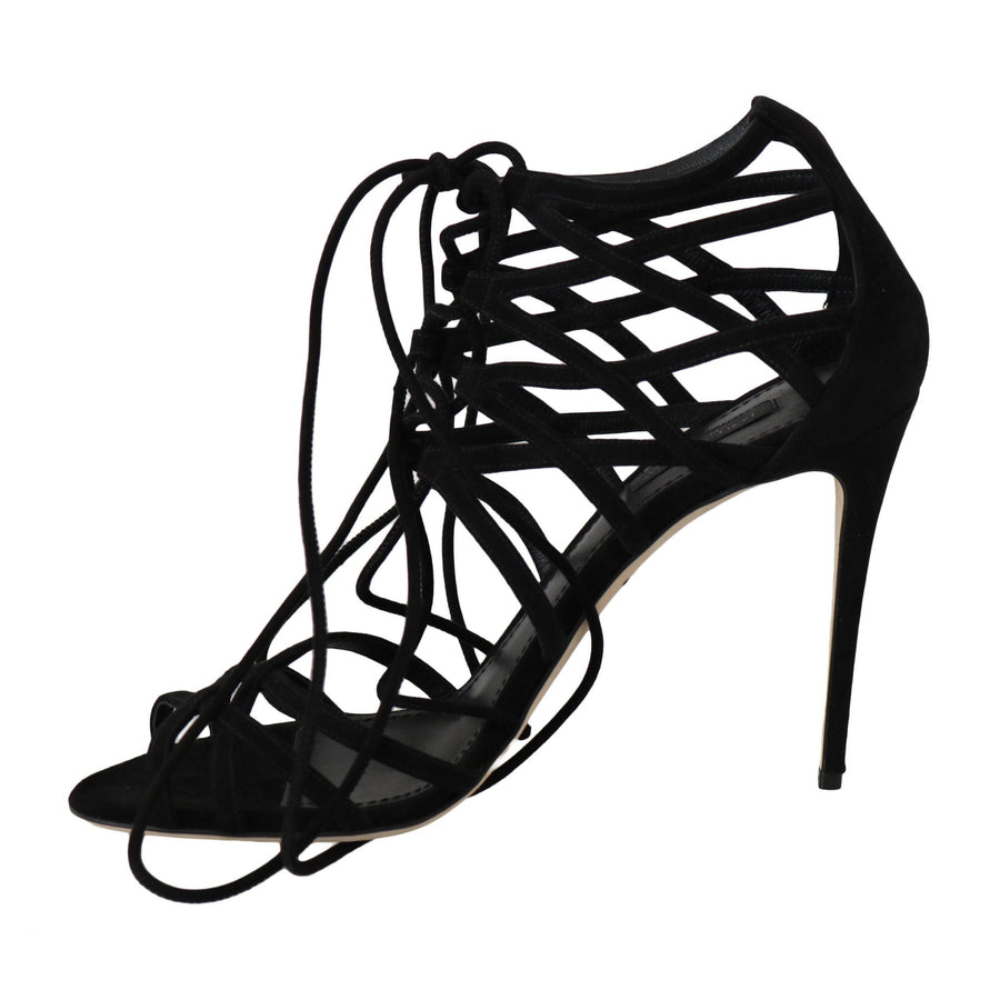 Dolce & Gabbana Elegant Black Suede Gladiator Stilettos