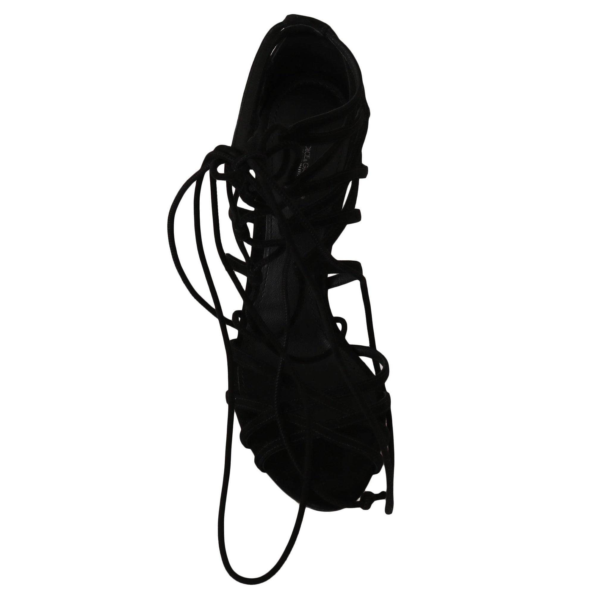 Dolce &amp; Gabbana Elegant Black Suede Gladiator Stilettos