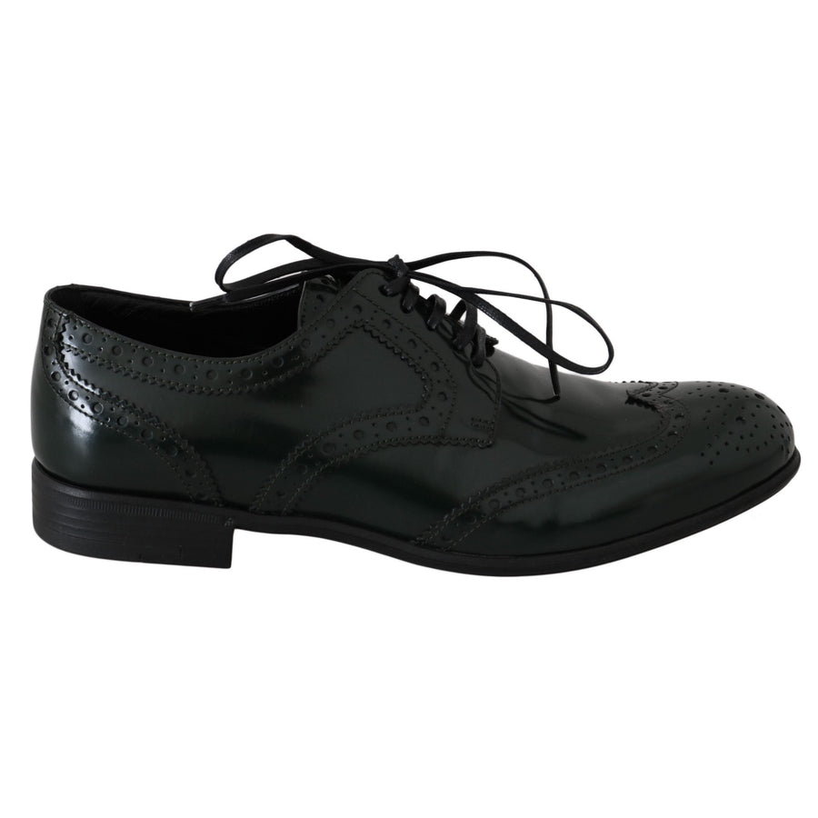 Dolce & Gabbana Elegant Green Brogues Oxford Wingtip Flats