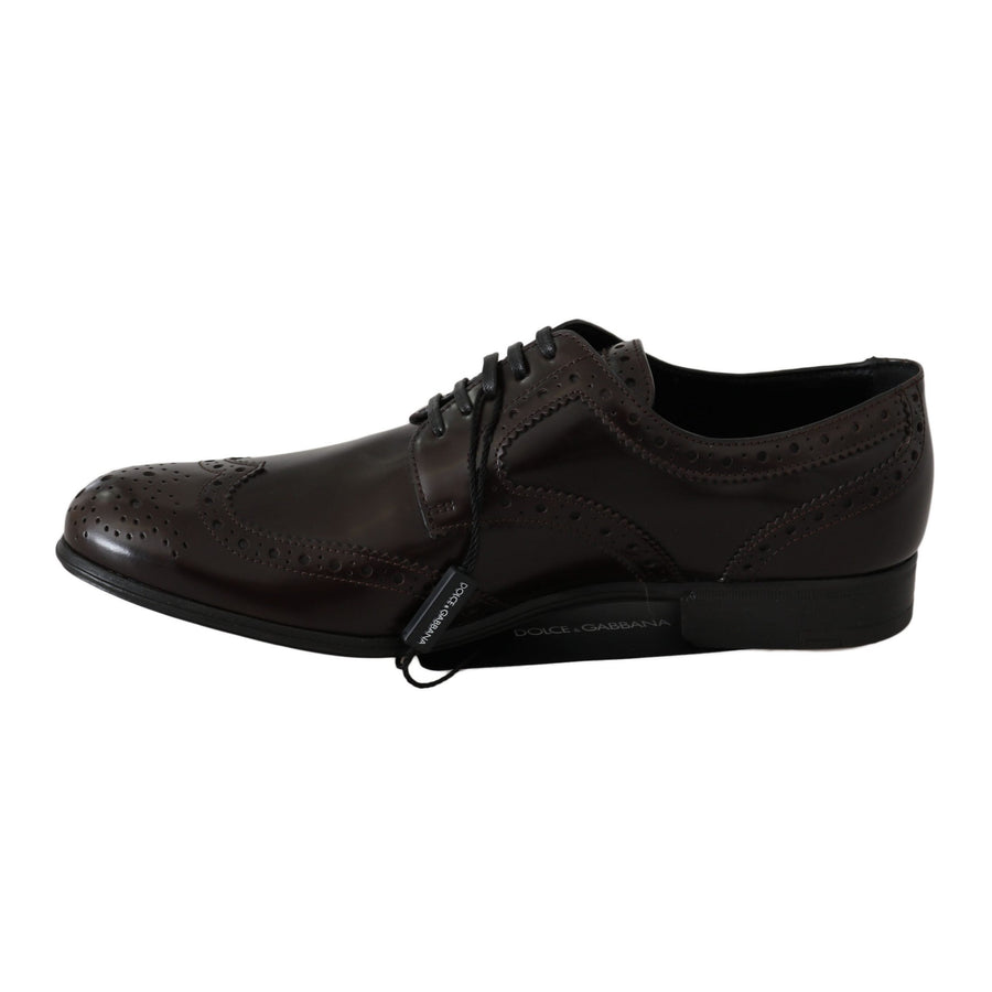 Dolce & Gabbana Elegant Brown Leather Oxford Flats