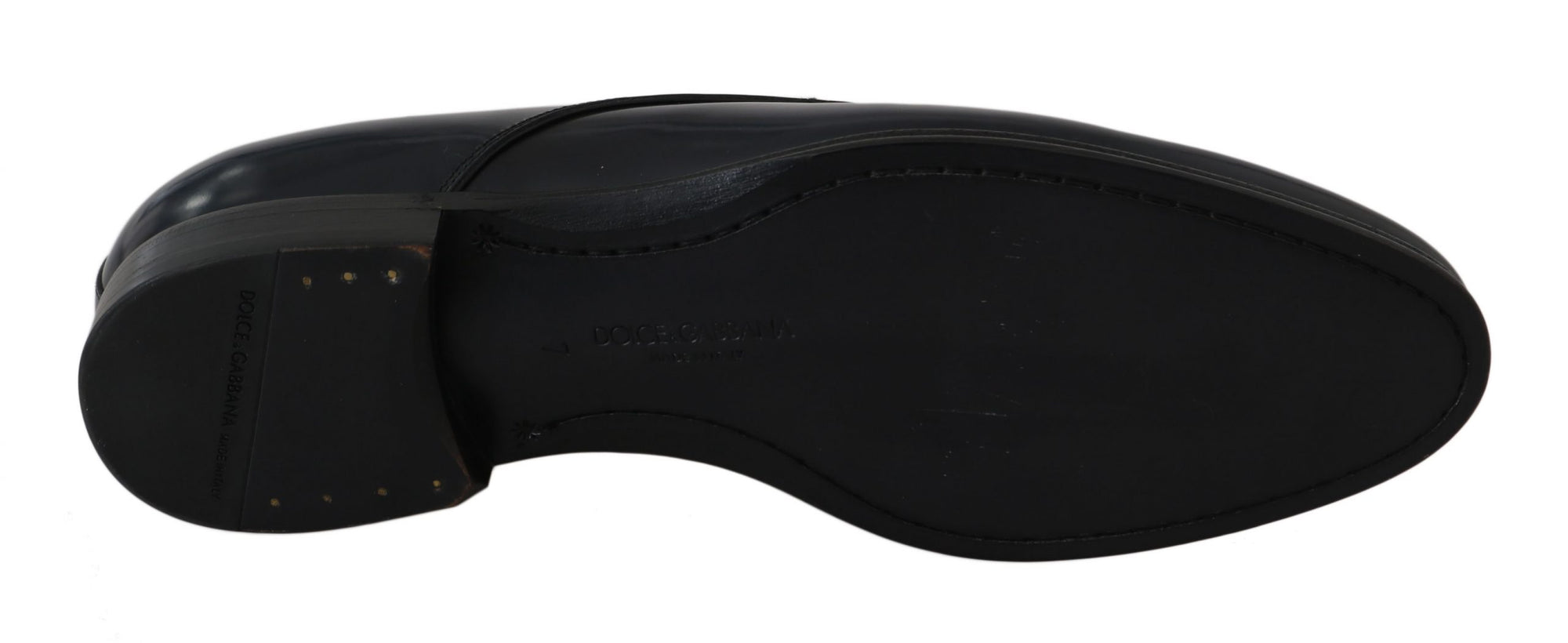 Dolce &amp; Gabbana Elegant Dark Blue Leather Derby Dress Shoes