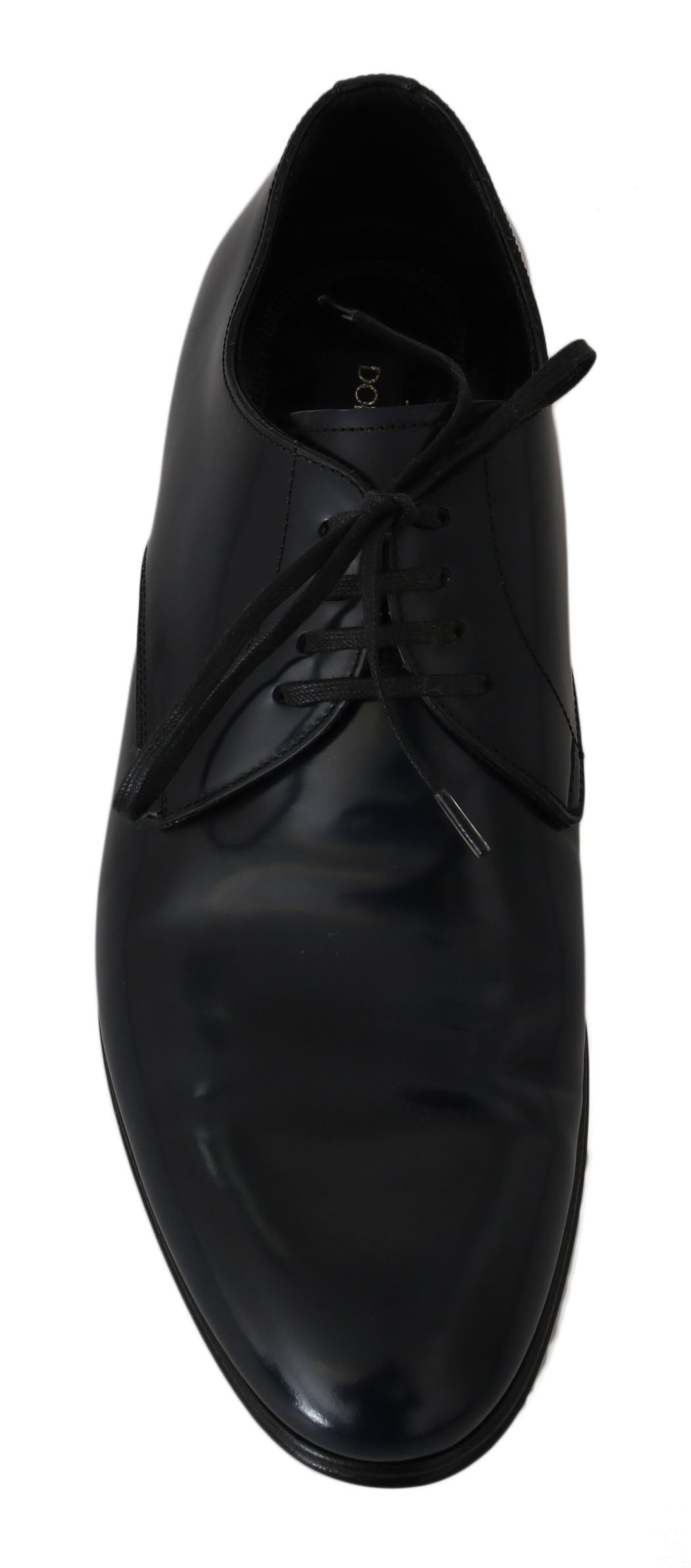 Dolce &amp; Gabbana Elegant Dark Blue Leather Derby Dress Shoes