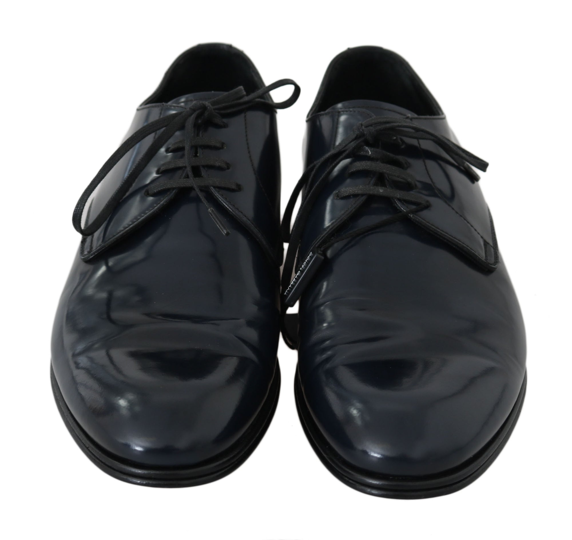 Dolce &amp; Gabbana Elegant Dark Blue Leather Derby Dress Shoes