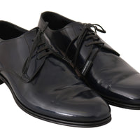 Dolce & Gabbana Elegant Dark Blue Leather Derby Dress Shoes