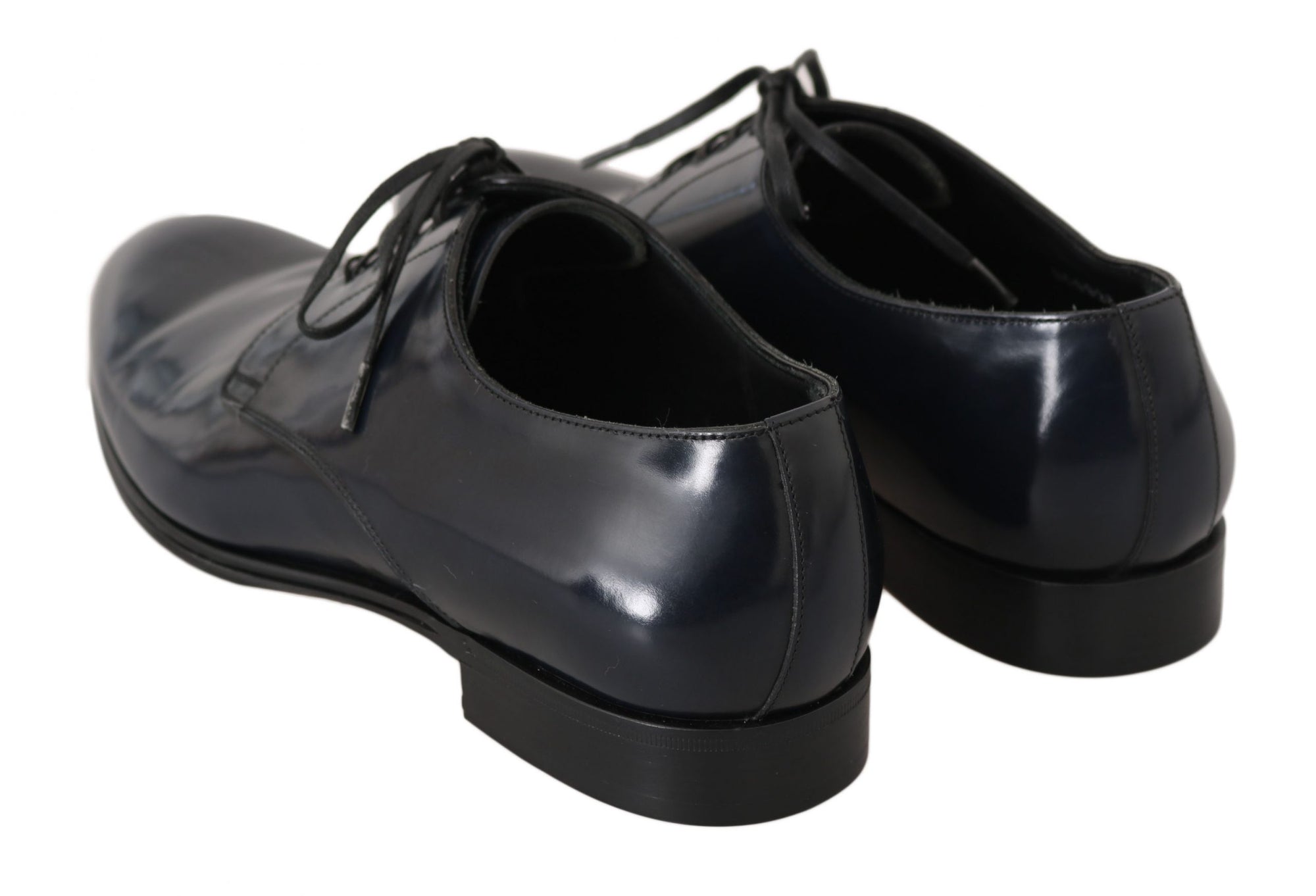 Dolce &amp; Gabbana Elegant Dark Blue Leather Derby Dress Shoes