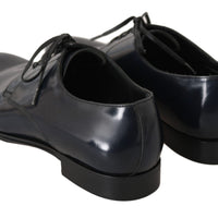 Dolce & Gabbana Elegant Dark Blue Leather Derby Dress Shoes