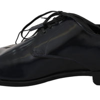 Dolce & Gabbana Elegant Dark Blue Leather Derby Shoes