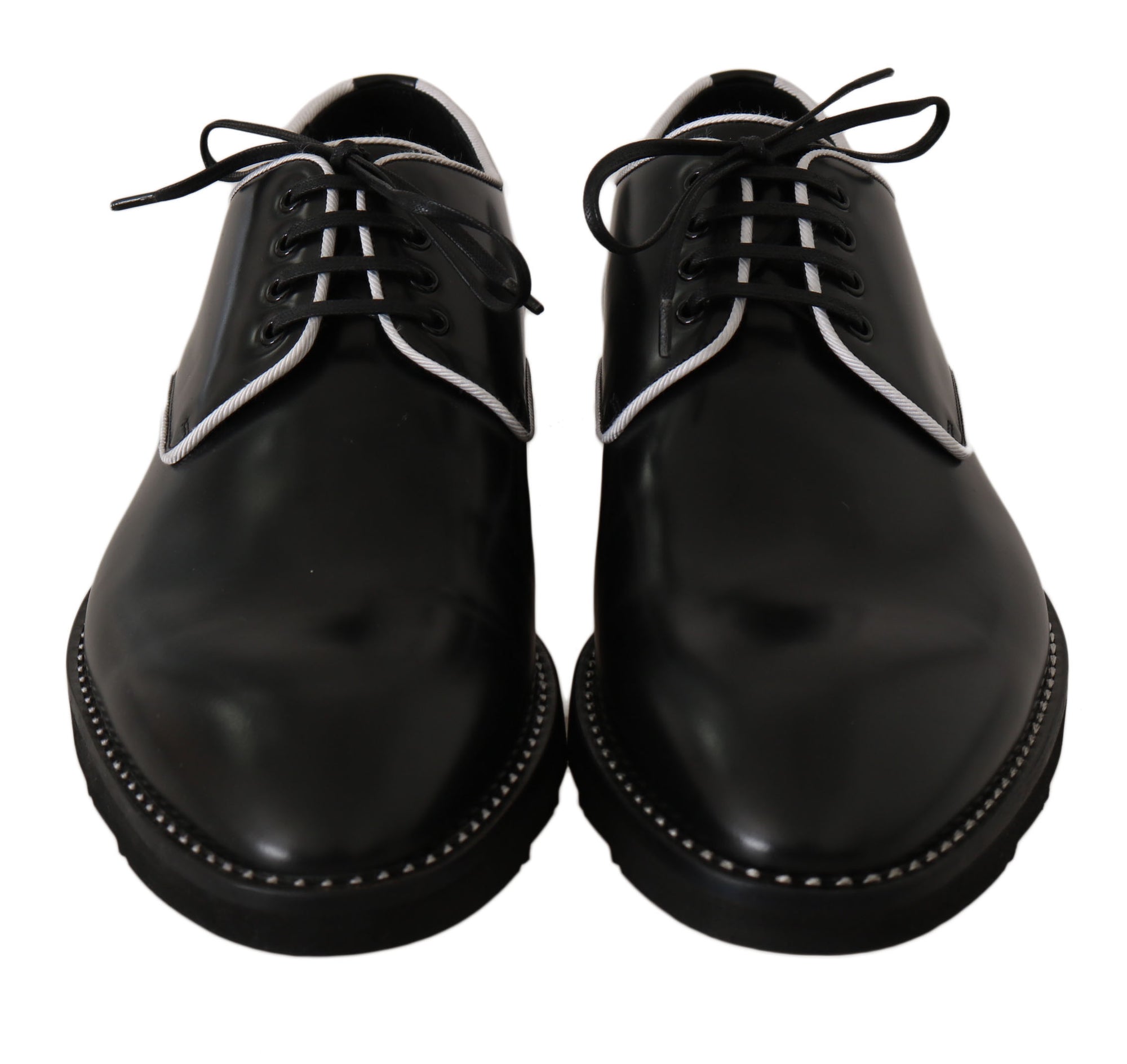 Dolce &amp; Gabbana Elegant Black Leather Derby Dress Shoes
