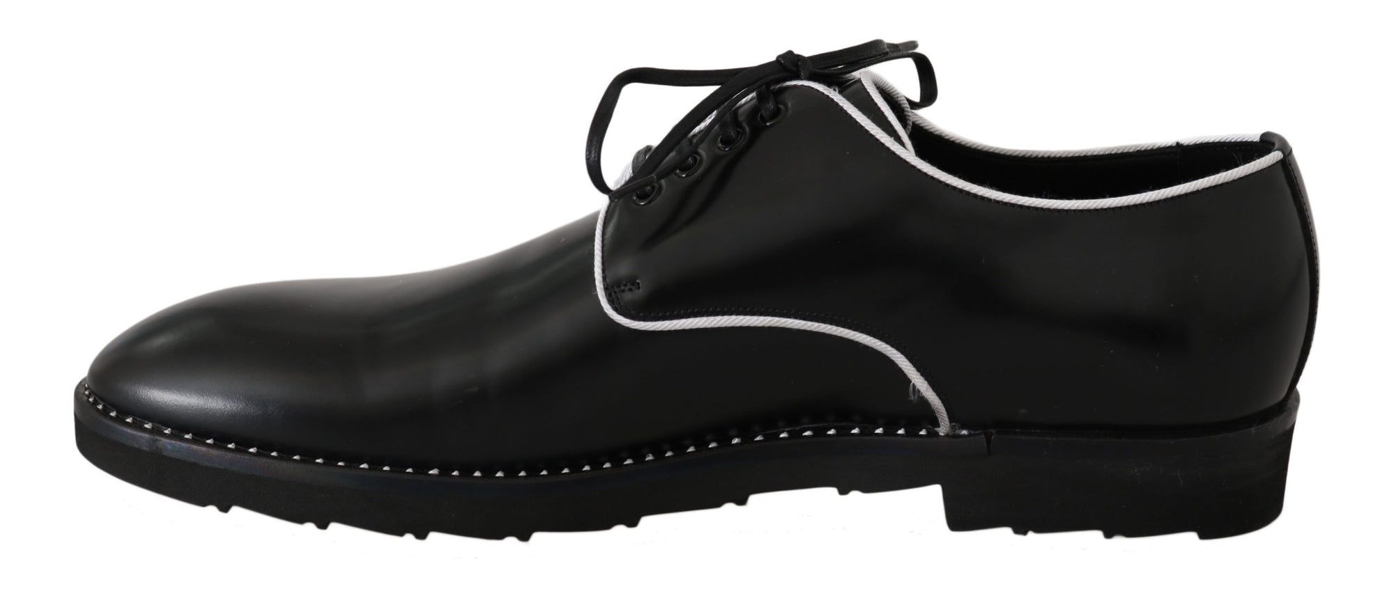 Dolce &amp; Gabbana Elegant Black Leather Derby Dress Shoes
