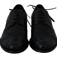 Dolce & Gabbana Elegant Dark Blue Wingtip Derby Dress Shoes