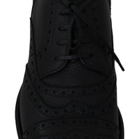 Dolce & Gabbana Elegant Dark Blue Wingtip Derby Dress Shoes