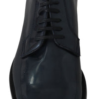 Dolce & Gabbana Elegant Blue Leather Derby Dress Shoes