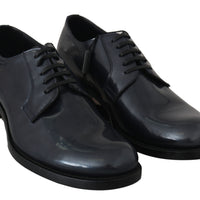 Dolce & Gabbana Elegant Blue Leather Derby Dress Shoes