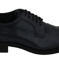 Dolce & Gabbana Elegant Blue Leather Derby Dress Shoes