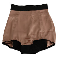 Dolce & Gabbana Beige Silk High Waist Mini Hot Pants Shorts