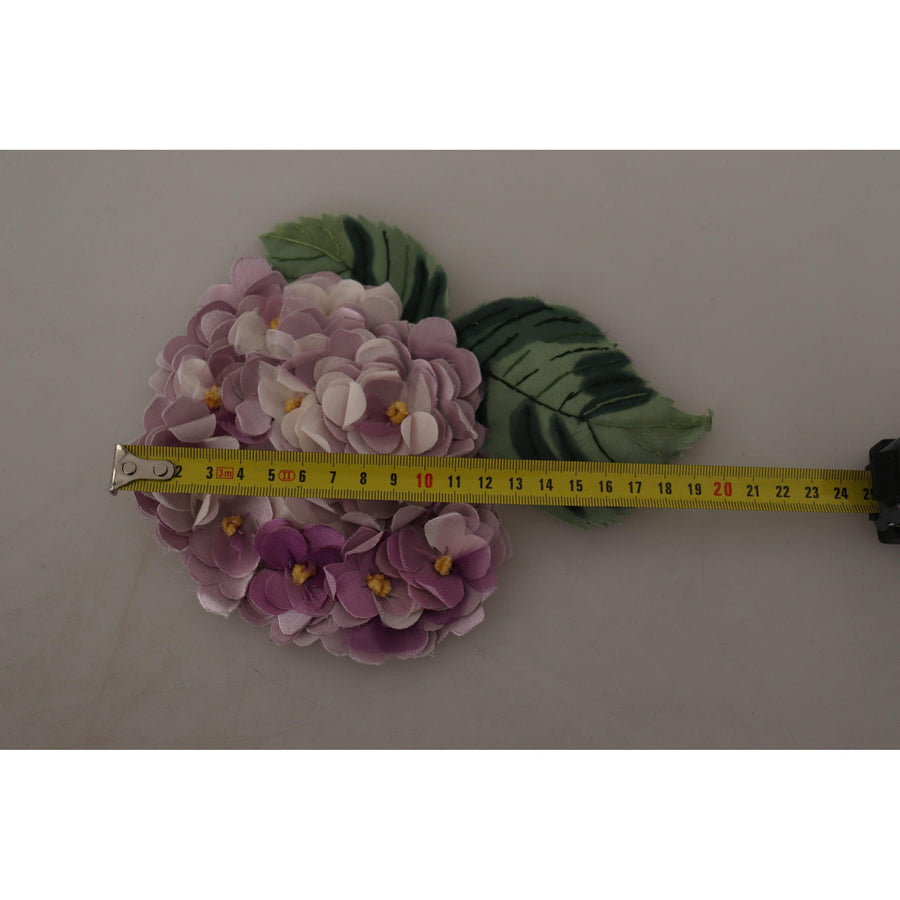 Dolce & Gabbana Elegant Purple Floral Silk Blend Brooch