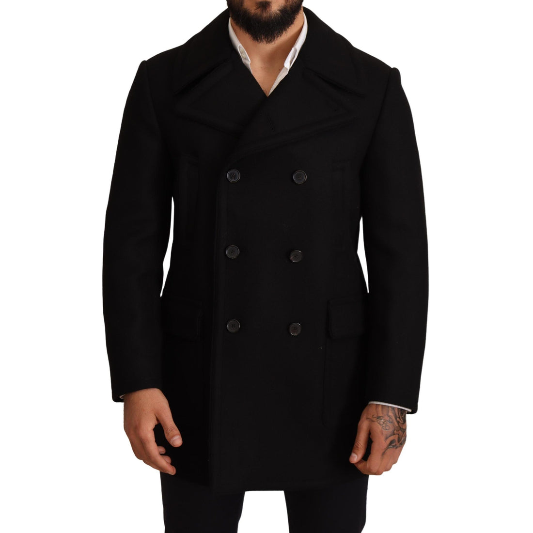 Dolce & Gabbana Elegant Black Double Breasted Trench Coat