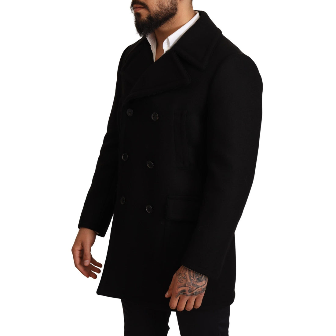 Dolce & Gabbana Elegant Black Double Breasted Trench Coat