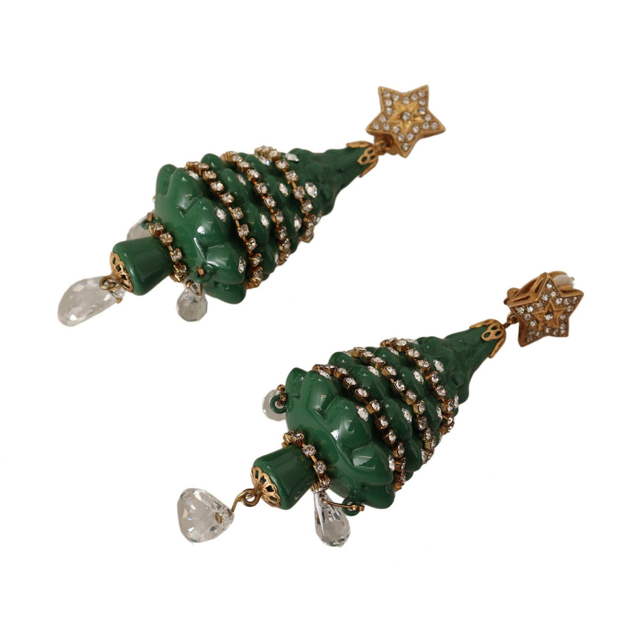 Dolce & Gabbana Enchanting Crystal Christmas Tree Clip-On Earrings