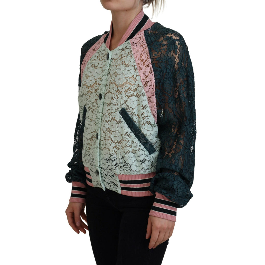 Dolce & Gabbana Elegant Floral Lace Bomber Jacket