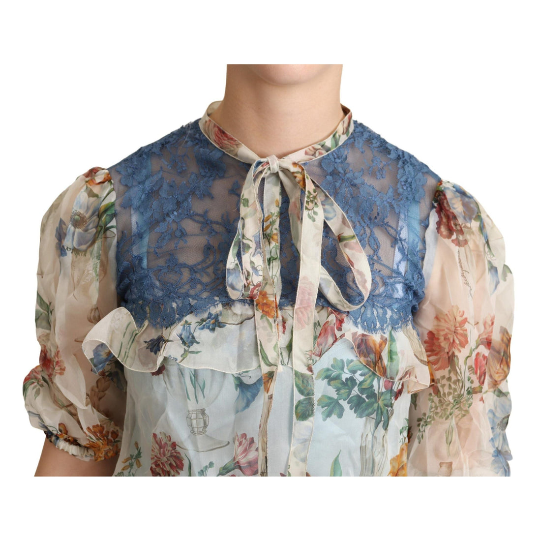 Dolce & Gabbana Chic Floral Silk Blouse with Ascot Collar