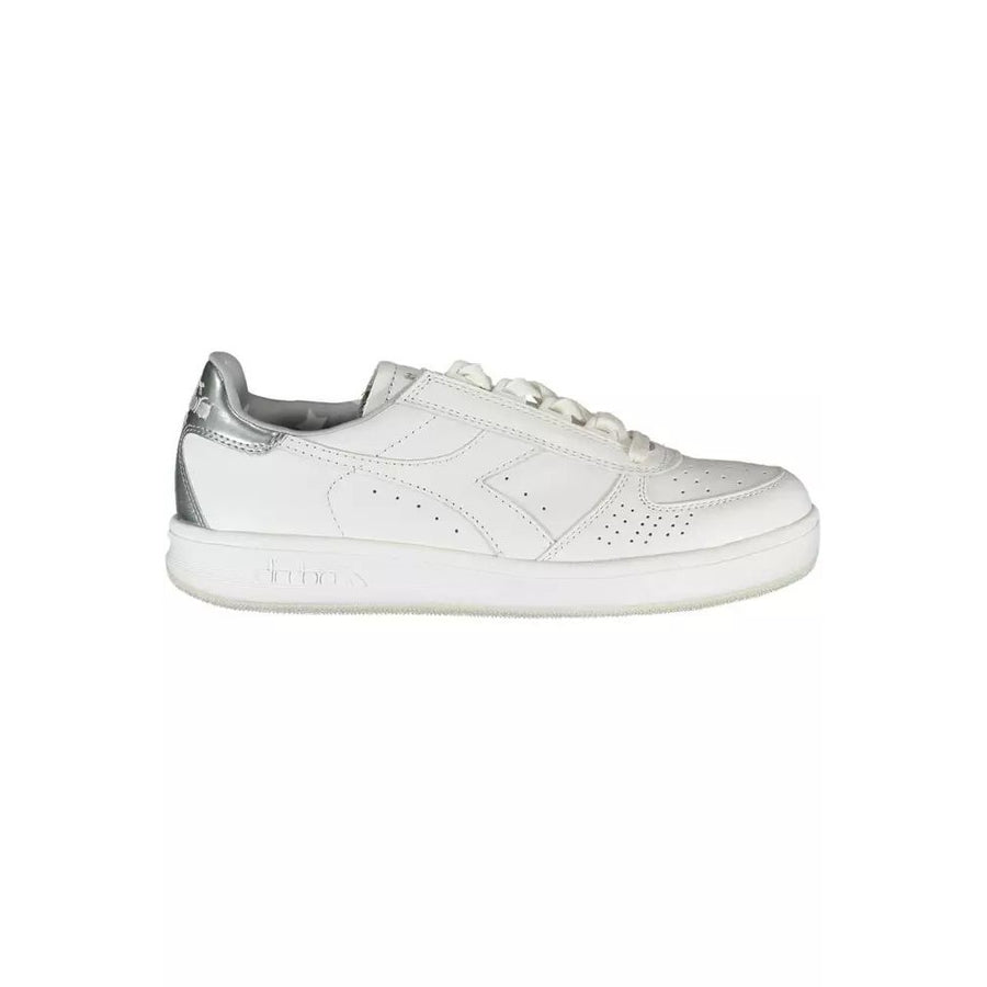 Diadora Elegant White Lace-Up Sneakers with Contrast Detail