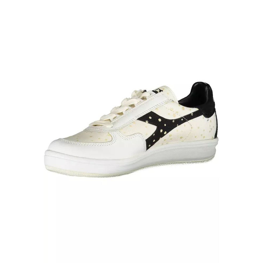 Diadora Elegant White Lace-Up Sneakers with Logo Accent