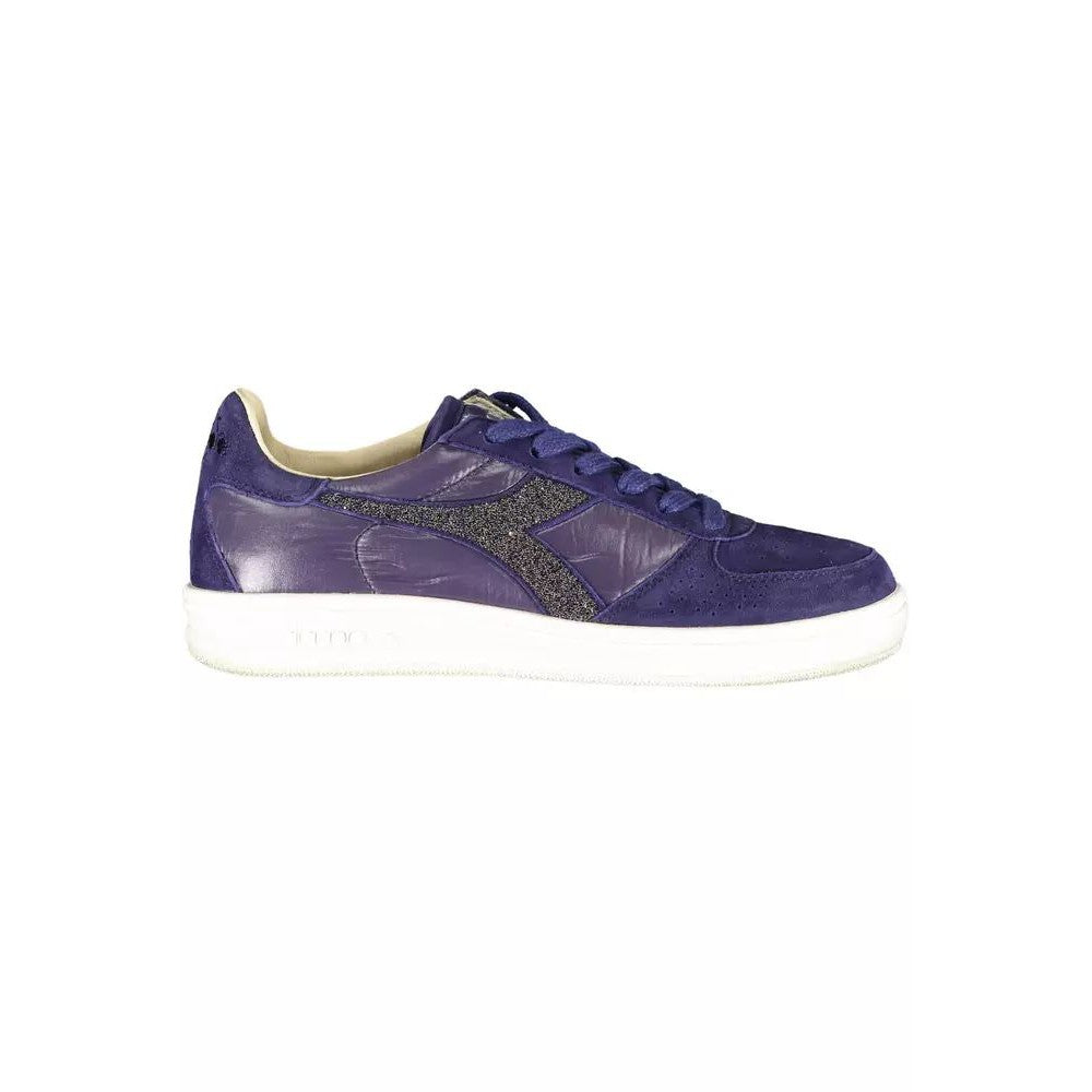 Diadora Crystal-Embellished Blue Sneakers With Contrasting Sole