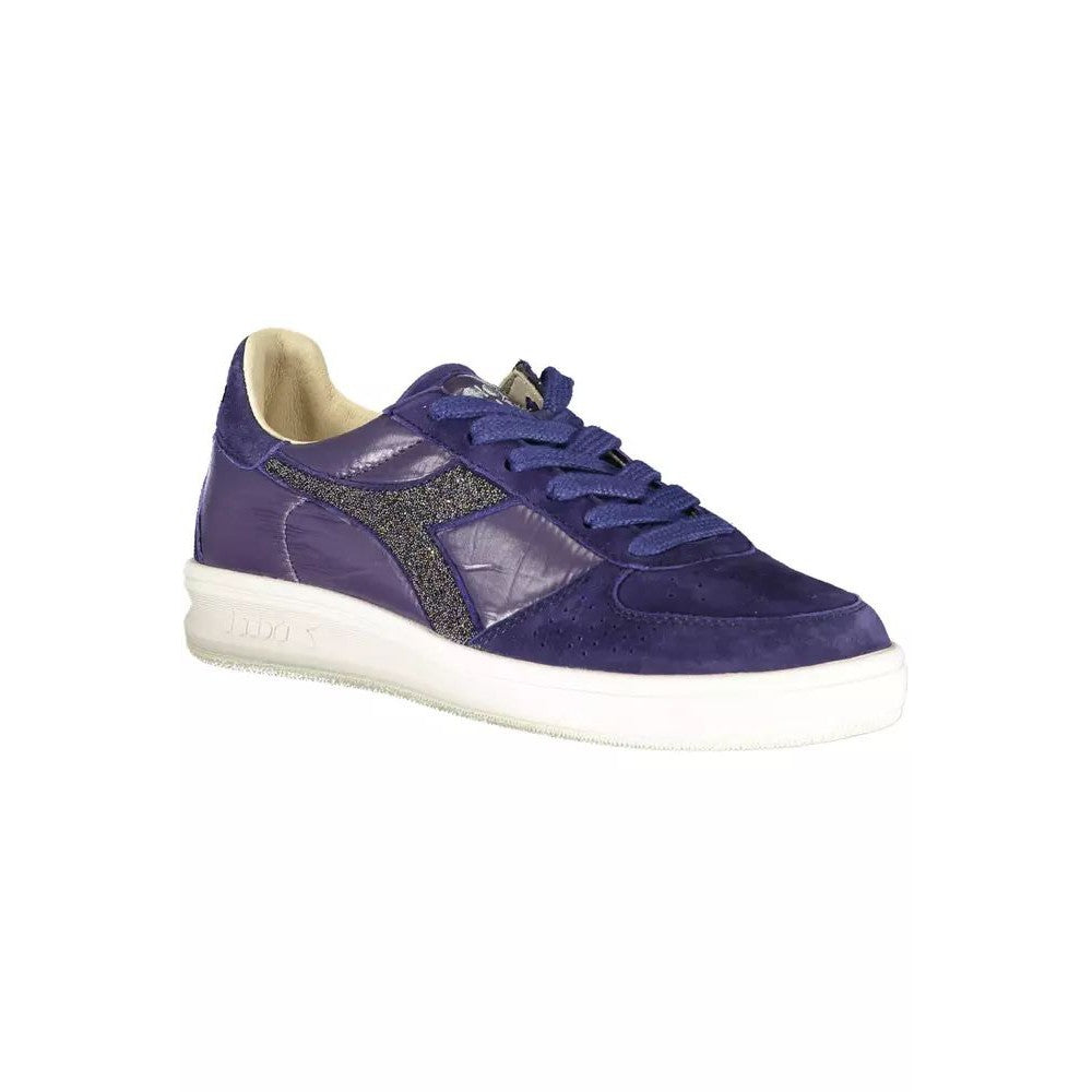 Diadora Crystal-Embellished Blue Sneakers With Contrasting Sole