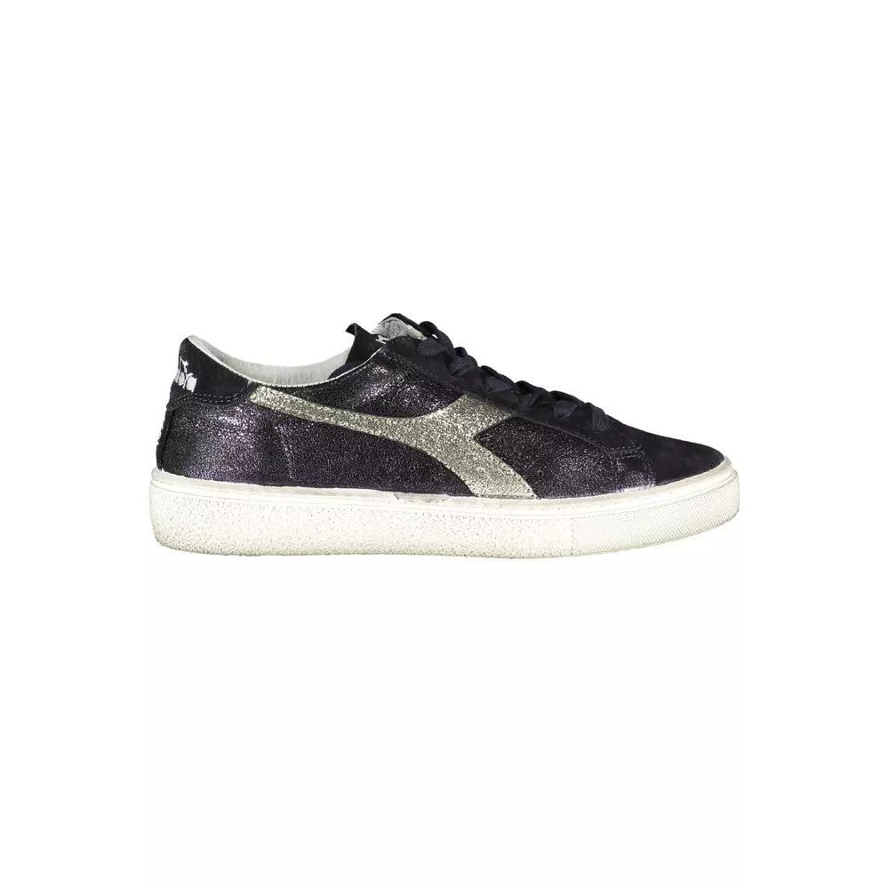 Diadora Elegant Black Lace-Up Sneakers with Contrasting Details