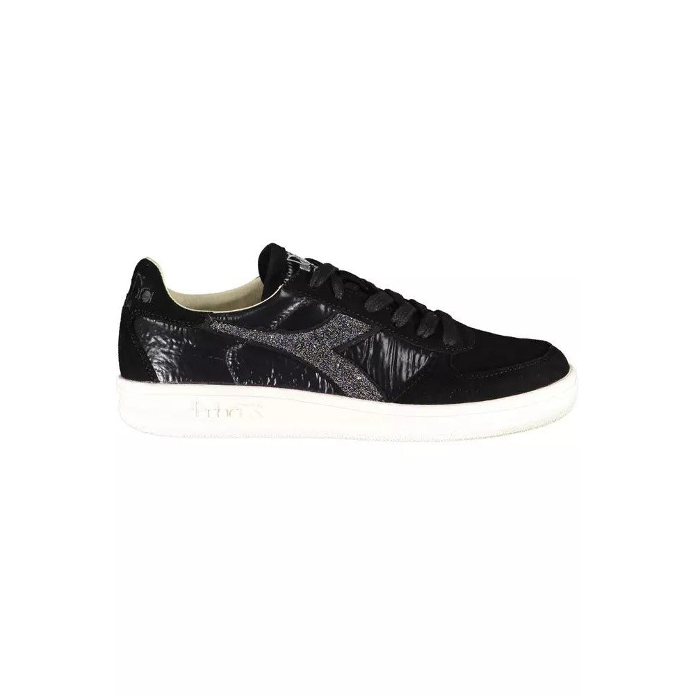 Diadora Elegant Black Sneakers with Swarovski Crystals