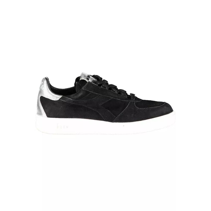 Diadora Elegant Black Leather Sneakers with Lace Details