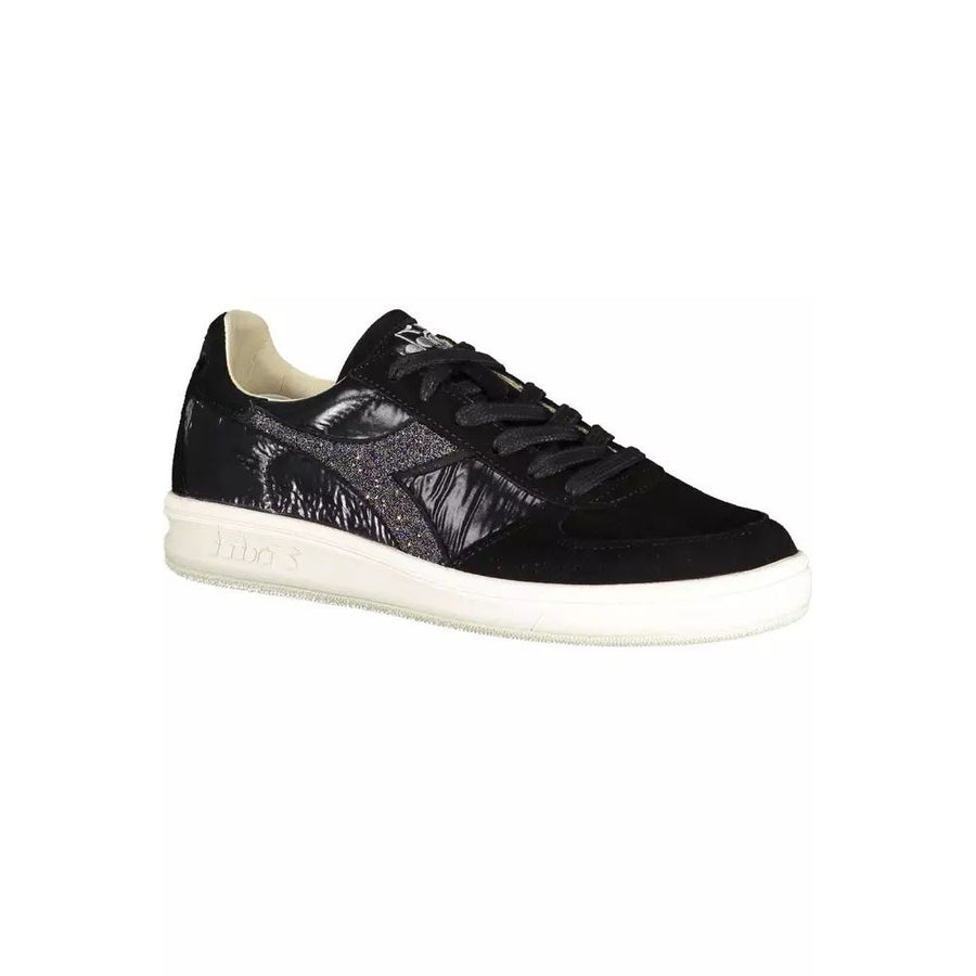 Diadora Elegant Black Sneakers with Swarovski Crystals