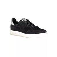 Diadora Elegant Black Leather Sneakers with Lace Details