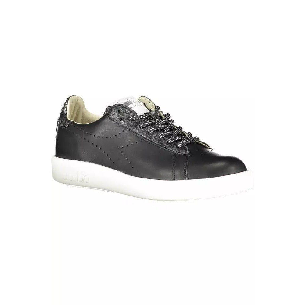 Diadora Chic Black Contrast Sole Lace-Up Sneakers