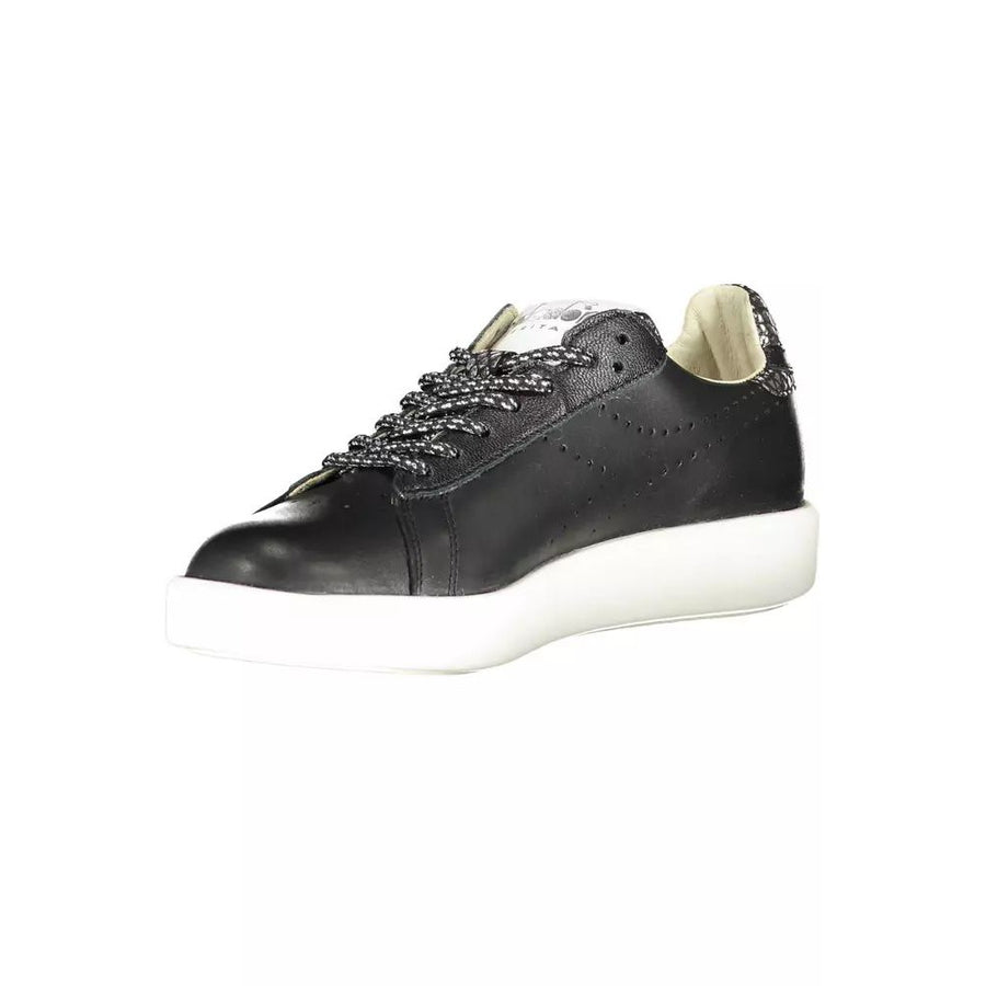 Diadora Chic Black Contrast Sole Lace-Up Sneakers