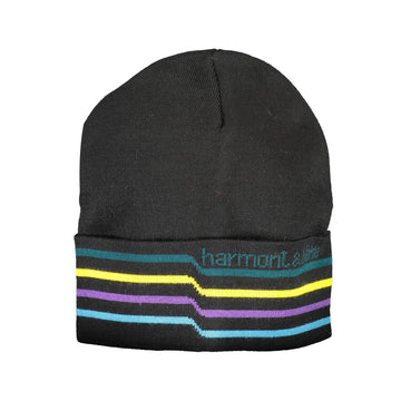 Harmont & Blaine Sleek Black Wool Blend Cap with Embroidery
