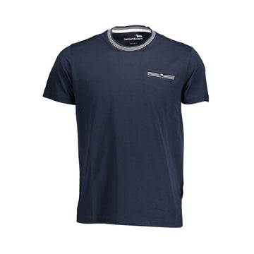 Harmont & Blaine Elegant Crew Neck Pocket Tee in Blue