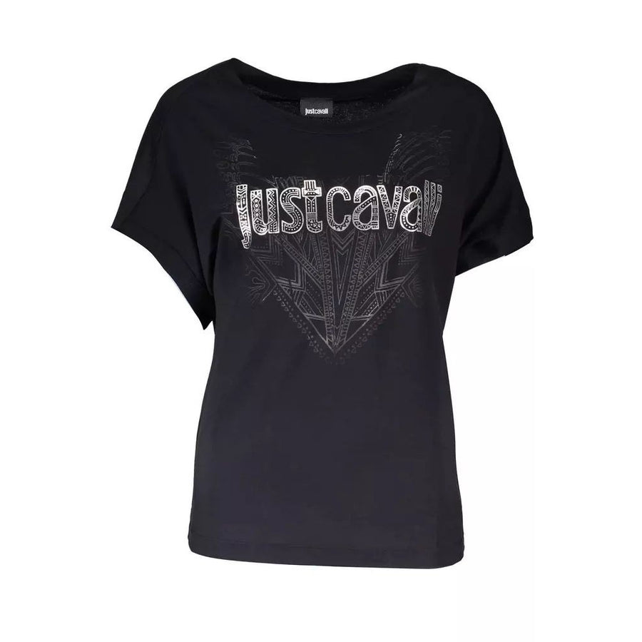 Just Cavalli Elegant Logo Print Tee with Stretch Comfort