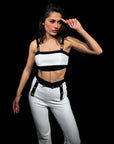 Asiye Urban Glow Set – Cropped Top &amp; High-Waisted Pants with Gold Buttons